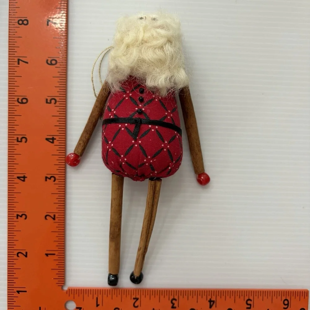 Vintage Handmade Cinnamon Stick Santa Christmas Tree Ornament Primitive Folk Art